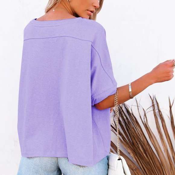 PURPLE Loose High-Low Tee - Picture 5 of 6